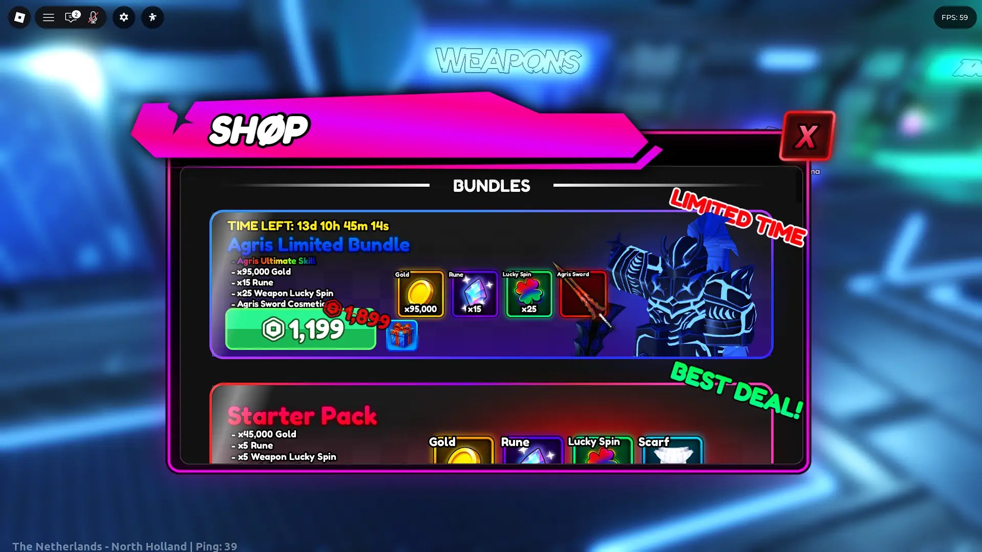 How to get the Agris bundle for Robux in the Anime Final Quest Roblox experience