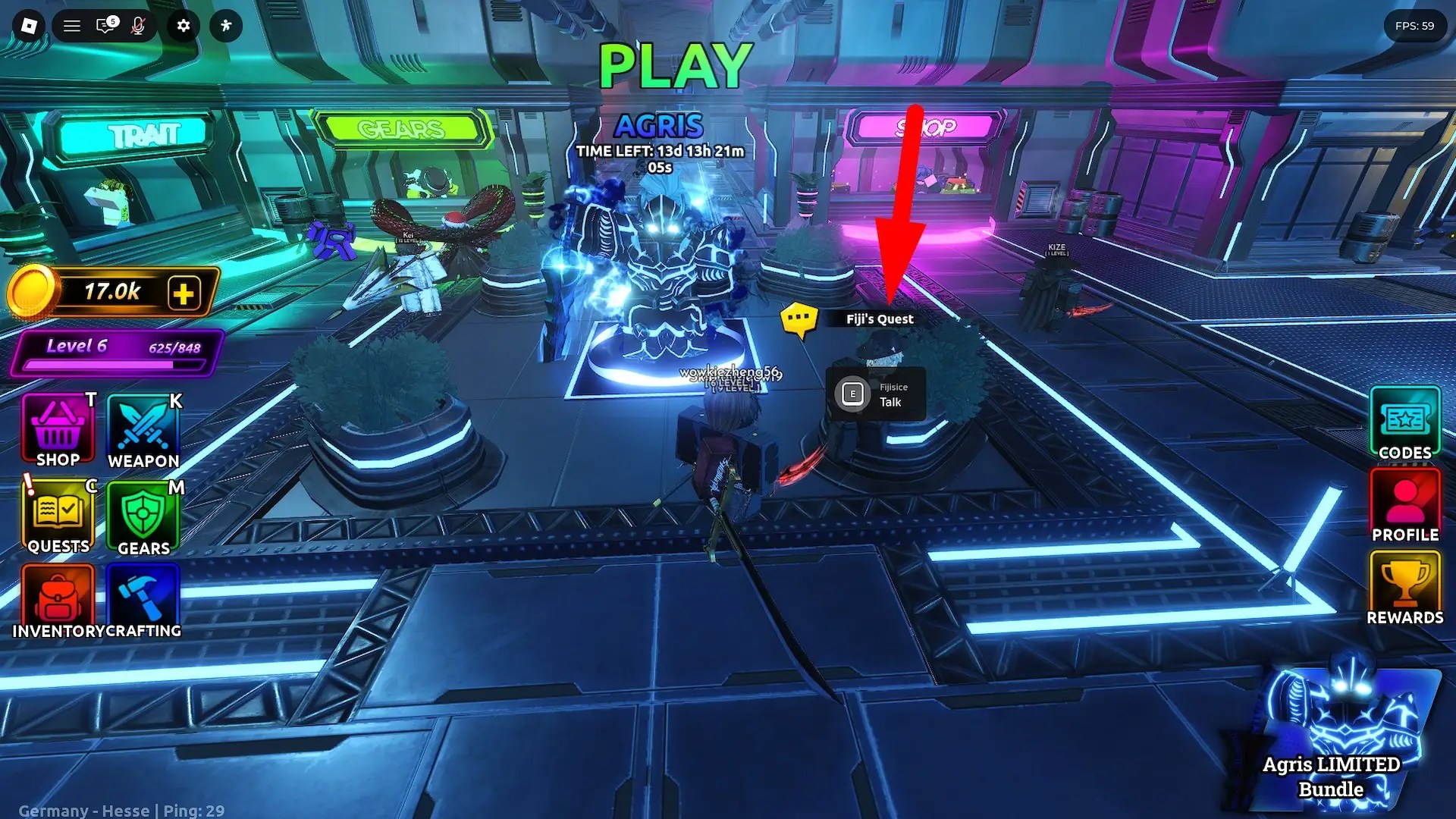 Agris Ultimate Skill quest NPC in the Anime Final Quest Roblox experience