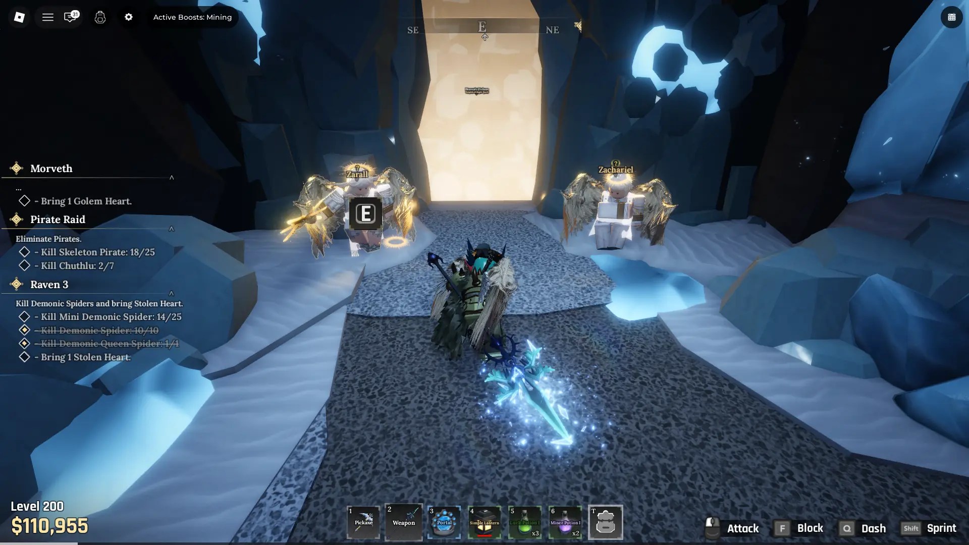 Angelic Pickaxe Location in the maze in The Forge Roblox experience