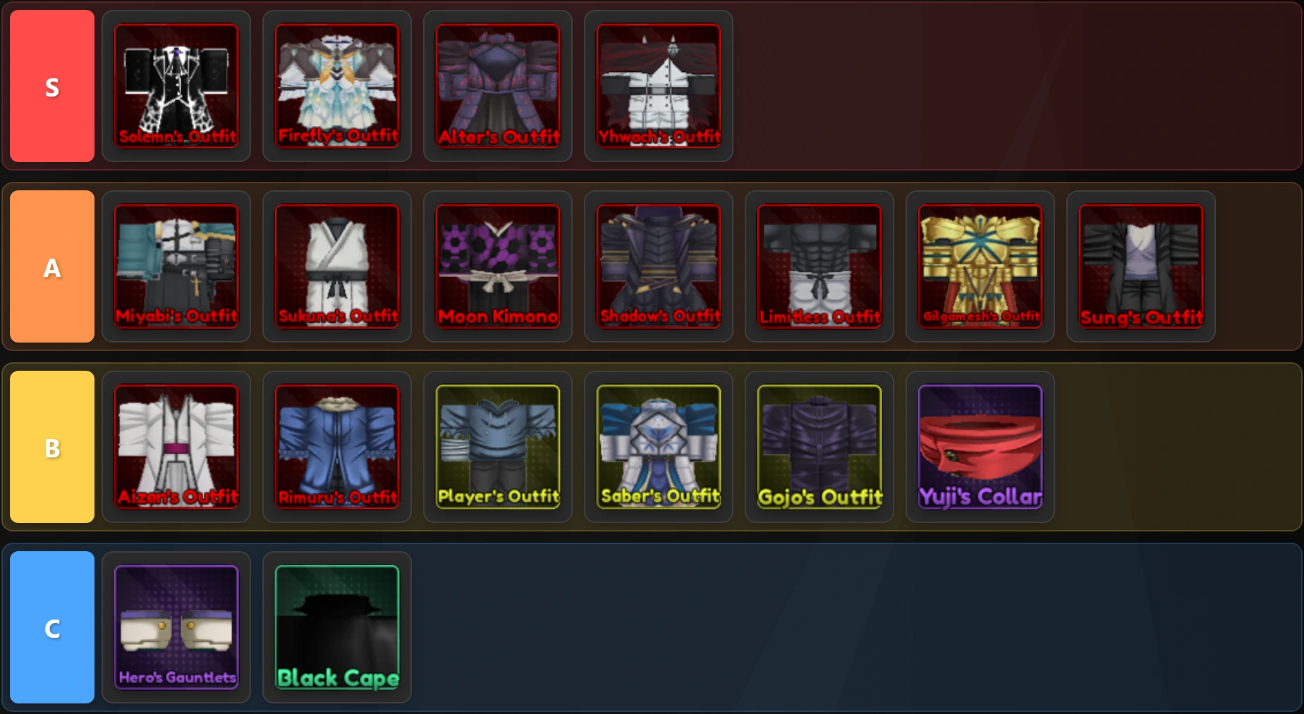 Lineage Piece accessory tier list