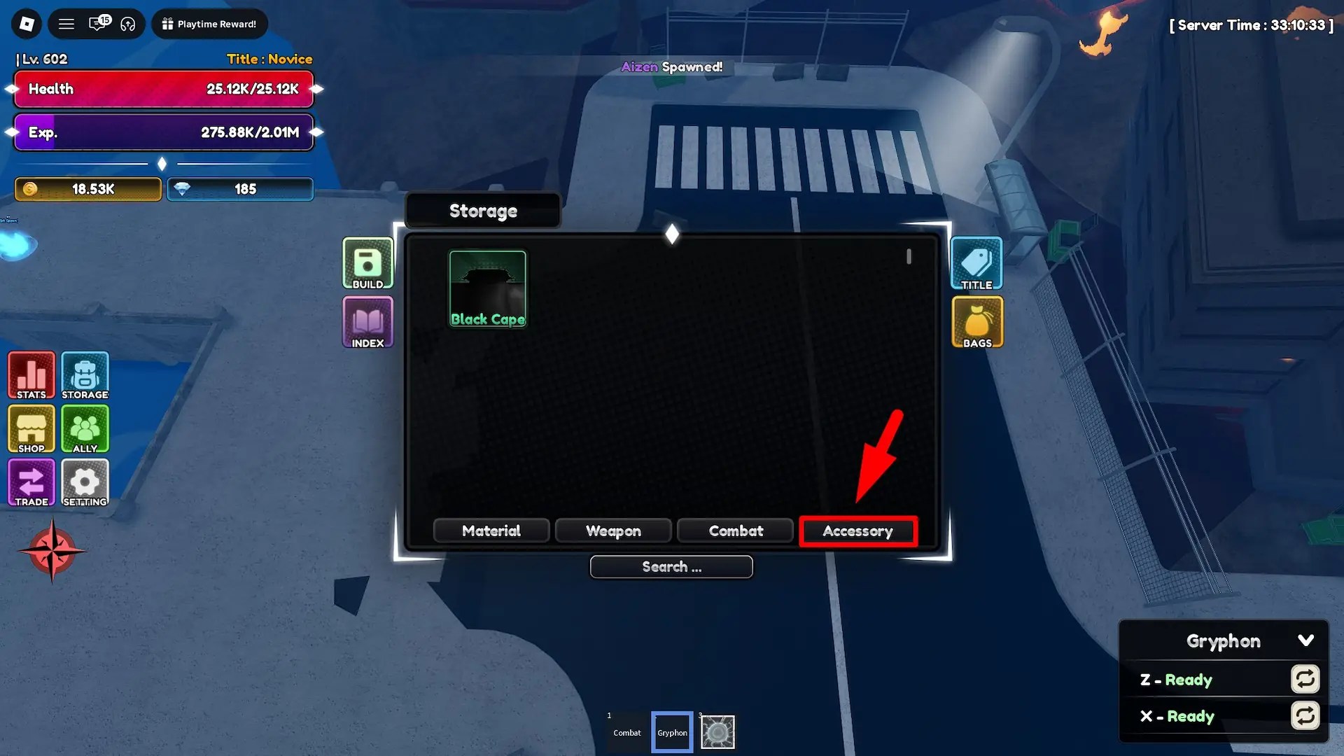 How to change accessory in Lineage Piece Roblox experience