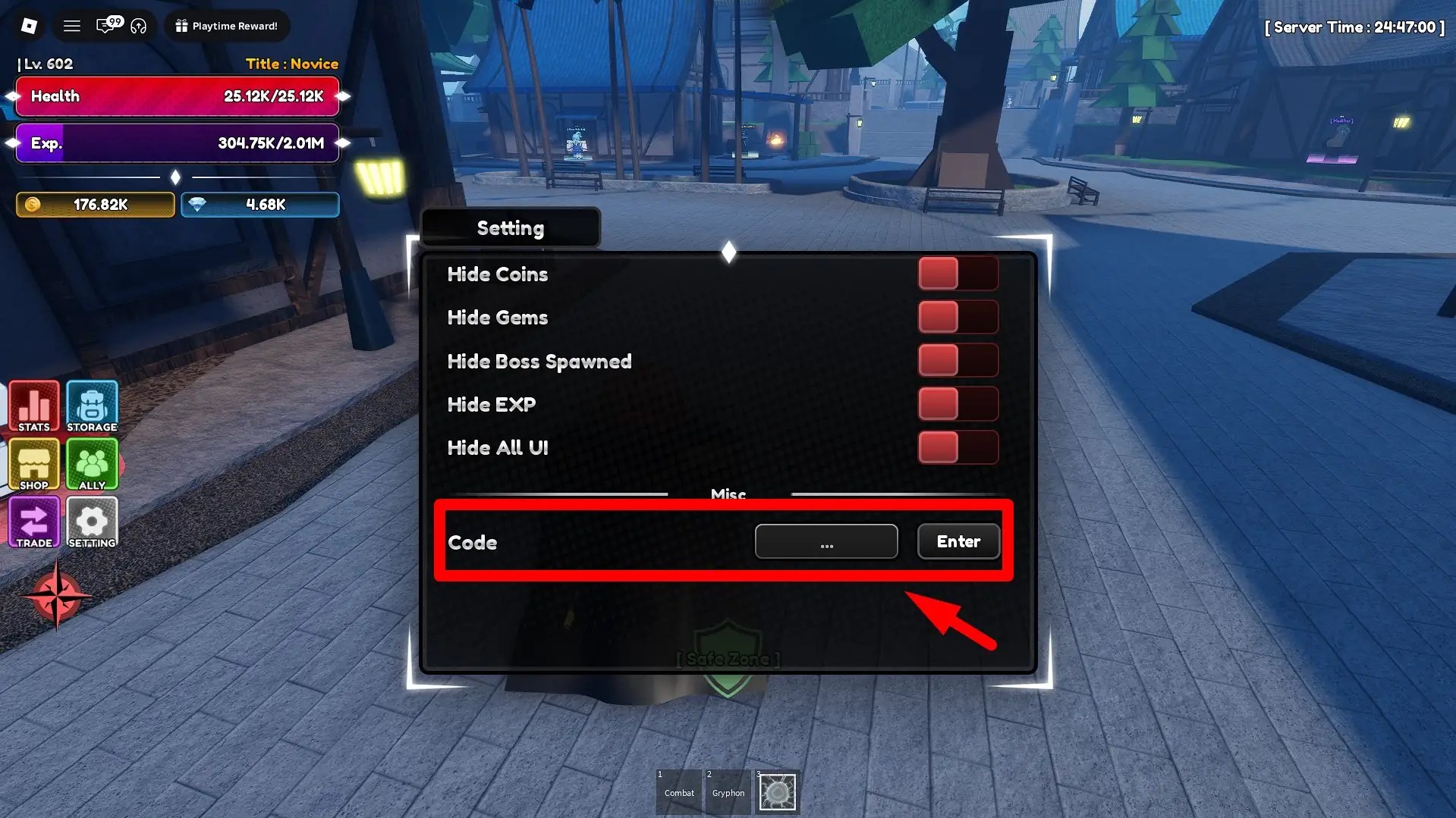 How to redeem codes in the Lineage Piece Roblox experience