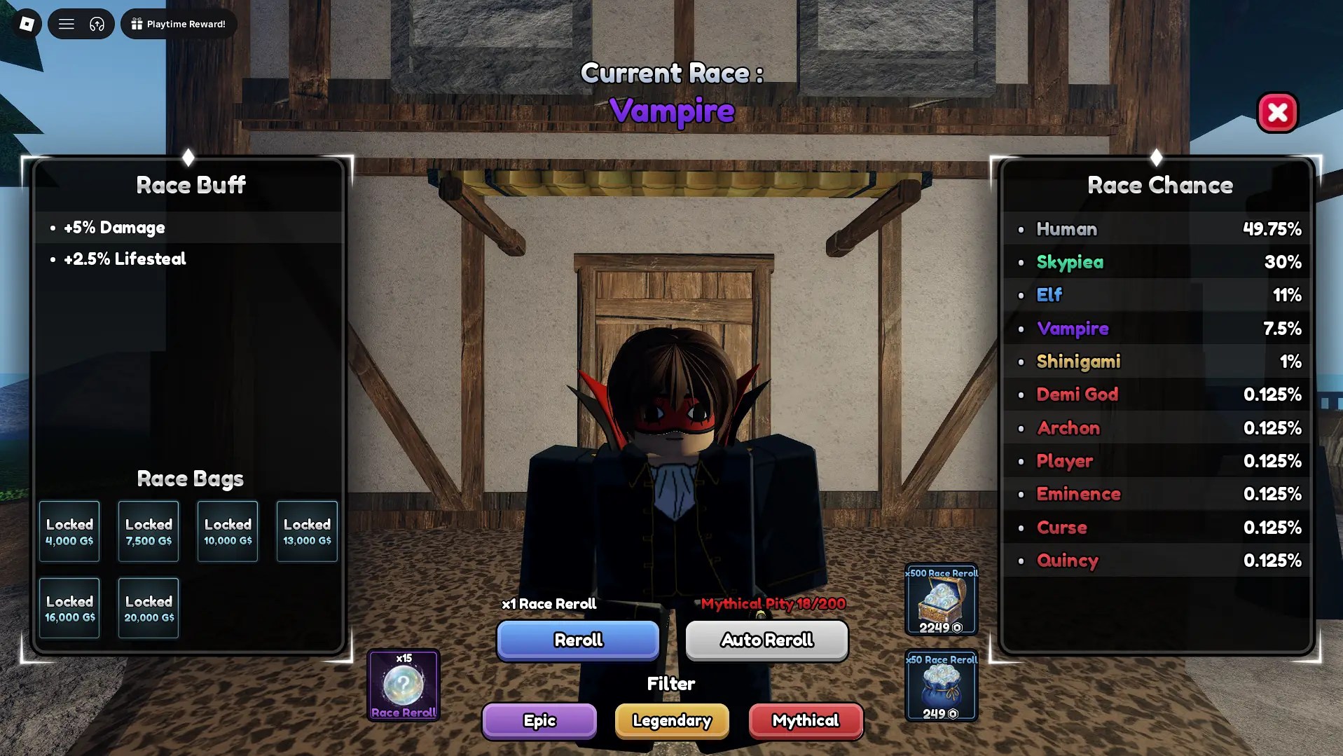 How to reroll race in Lineage Piece Roblox experience