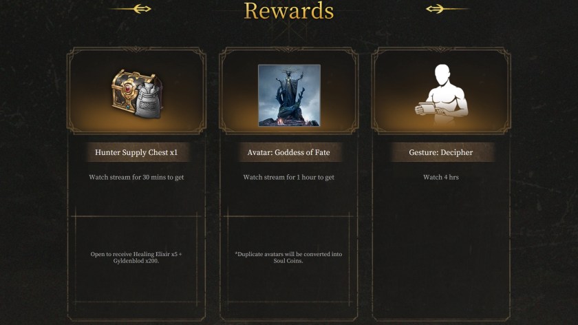 Preview of the Mistfall Hunter Twitch Drops rewards.