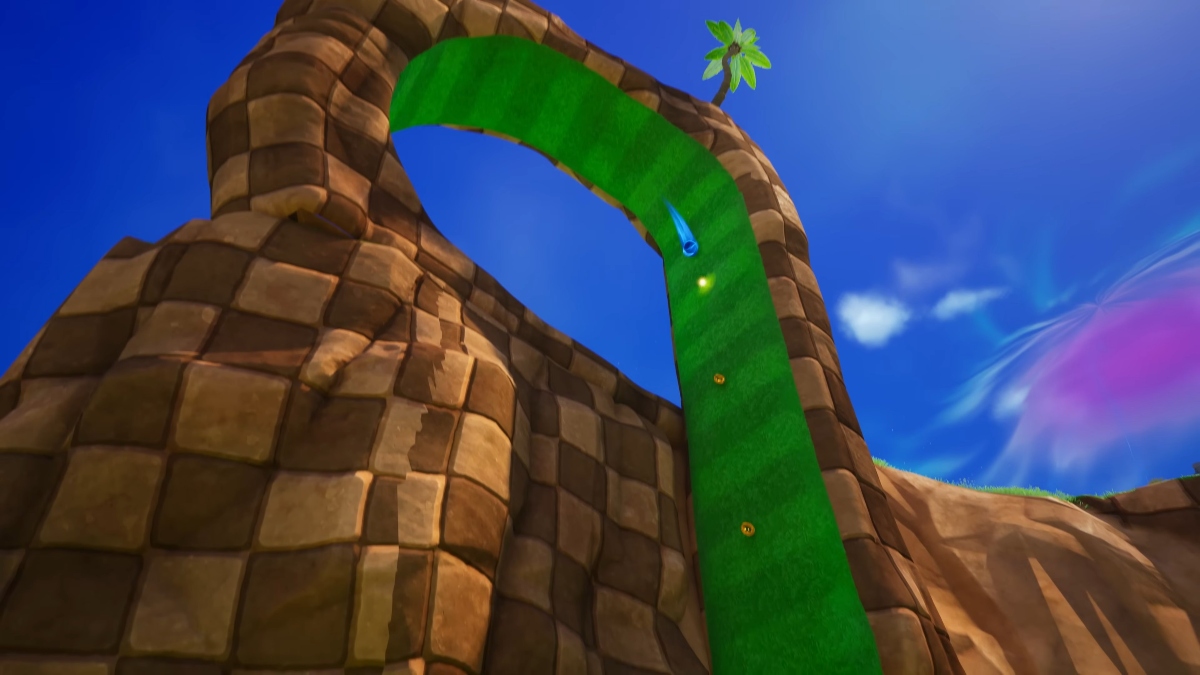 Sonic in Fortnite completing a loop the loop