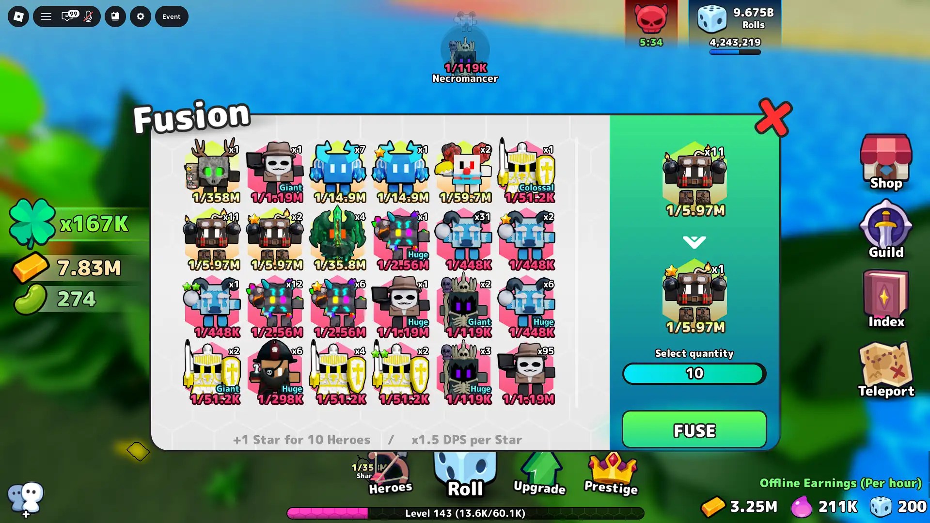 How to fuse in Heroes RNG Roblox experience