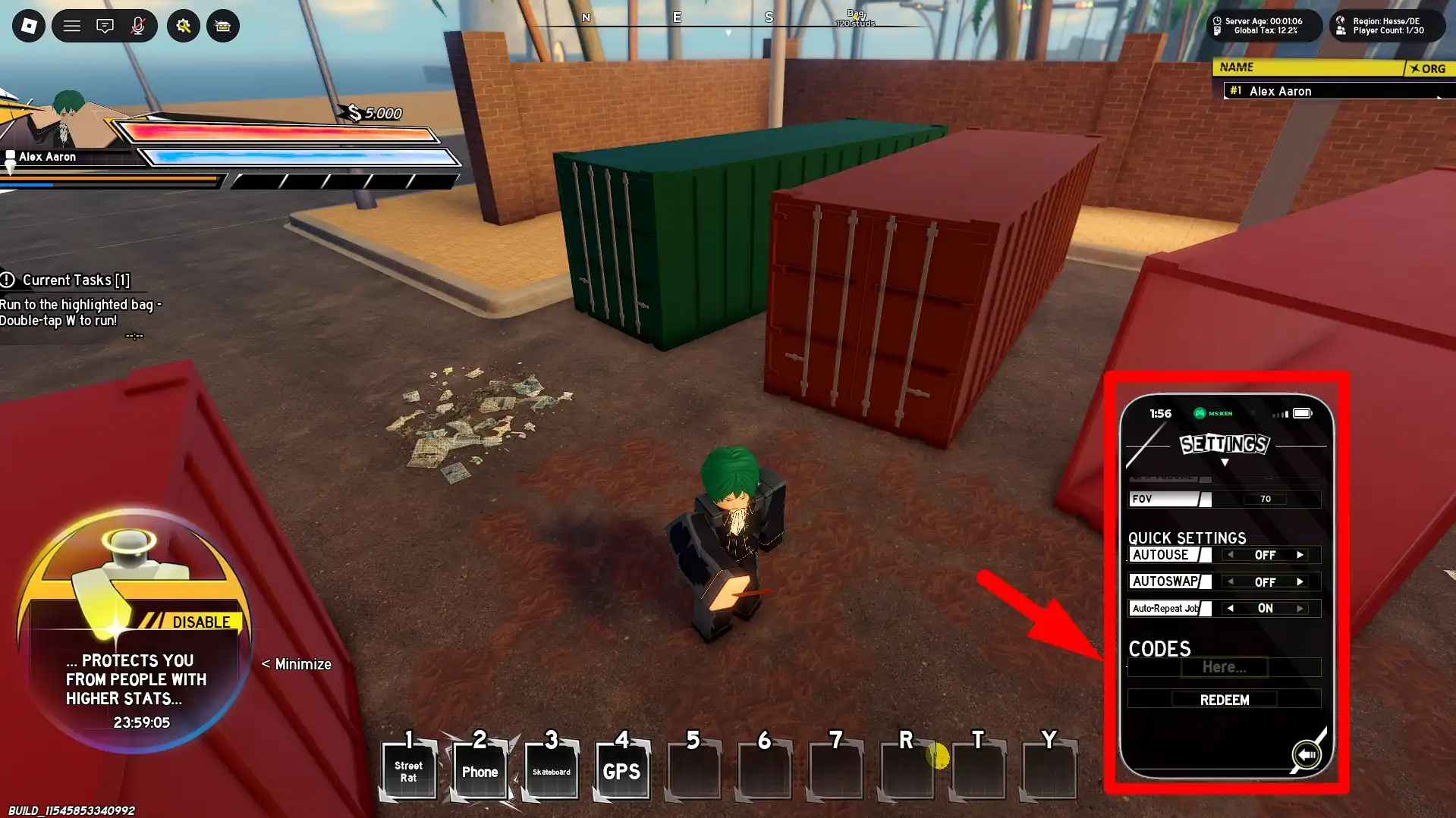How to redeem codes in the Ken Roblox experience