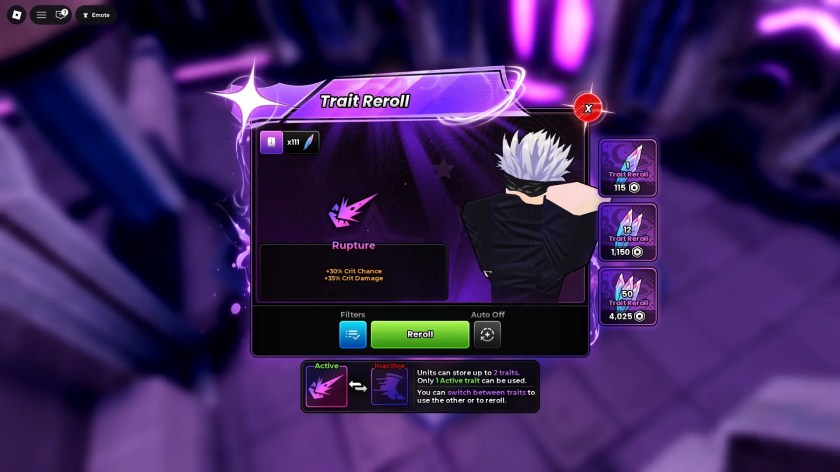 How to reroll traits in Anime Origins