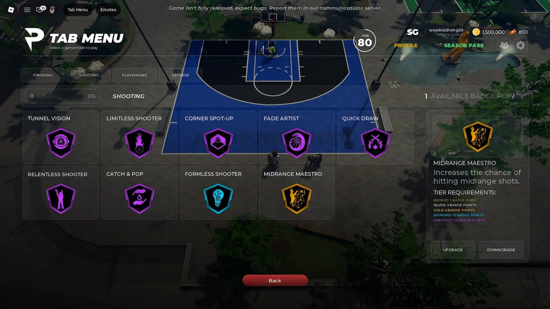 Best shooting badges in the Practical Basketball Roblox experience