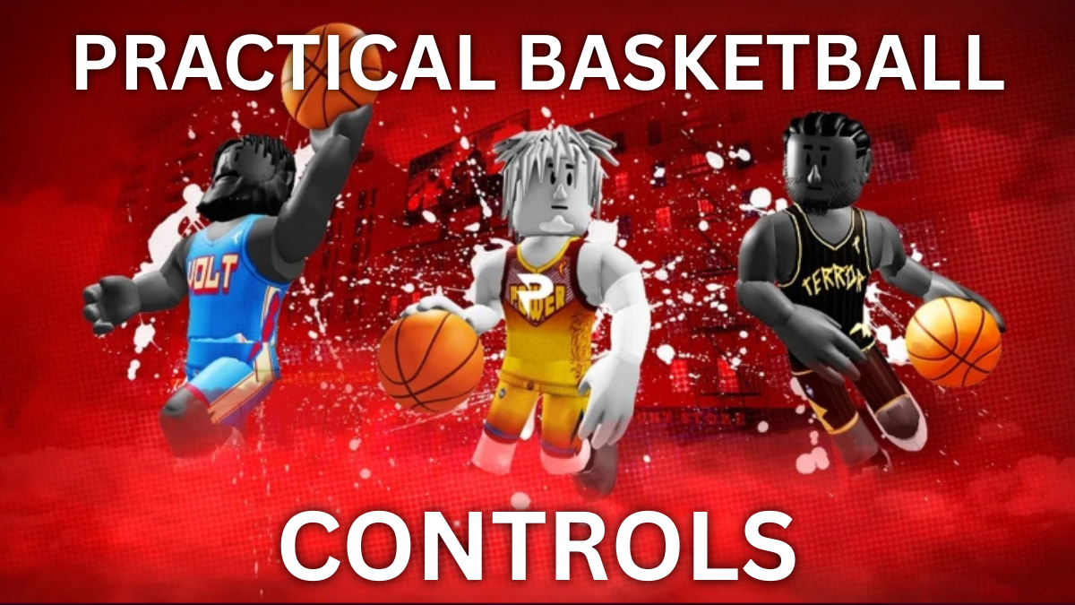Cover image of the Practical Basketball controls list on Roblox.