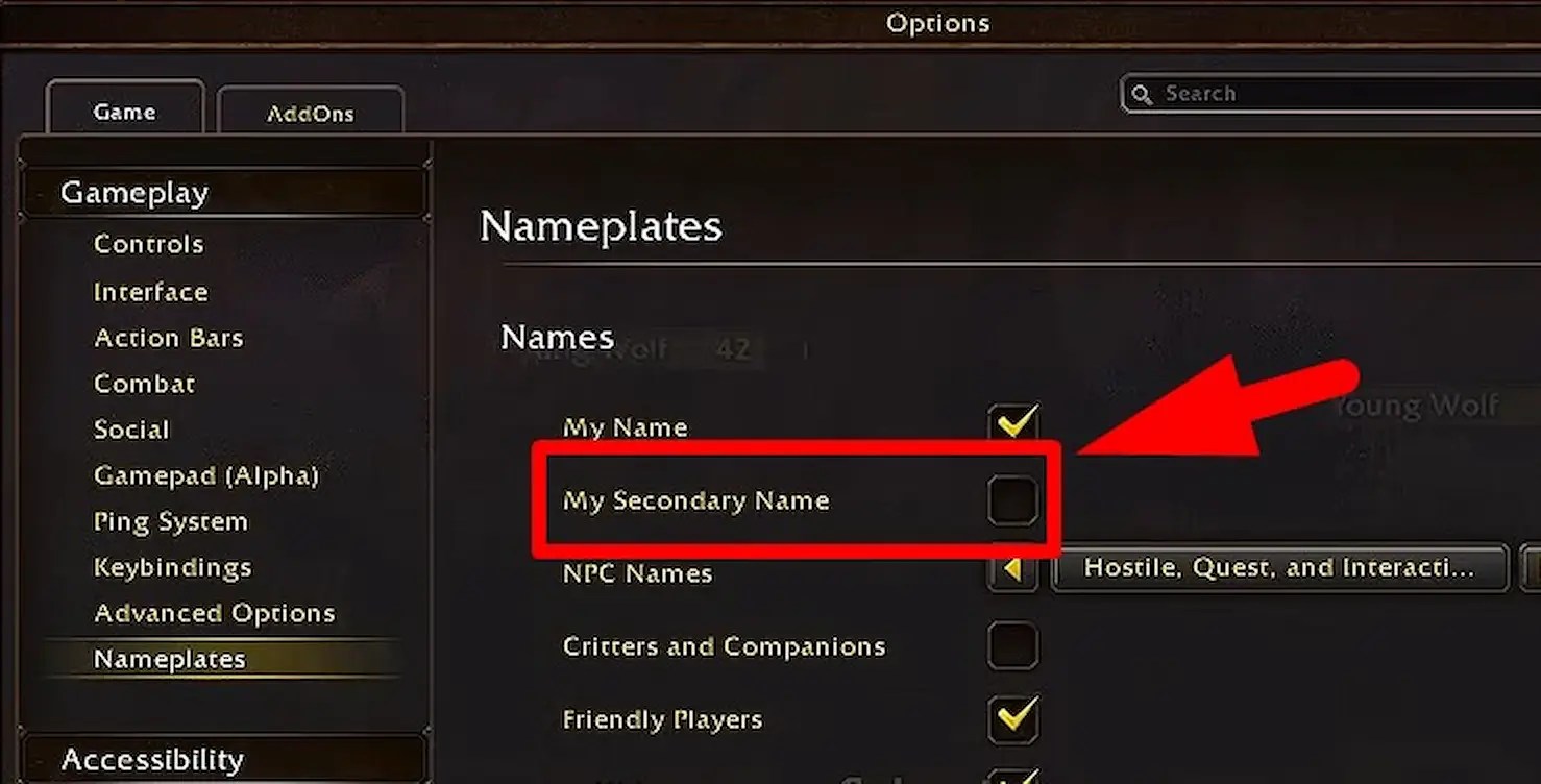 How to hide second name in World of Warcraft: Forever nameplate settings