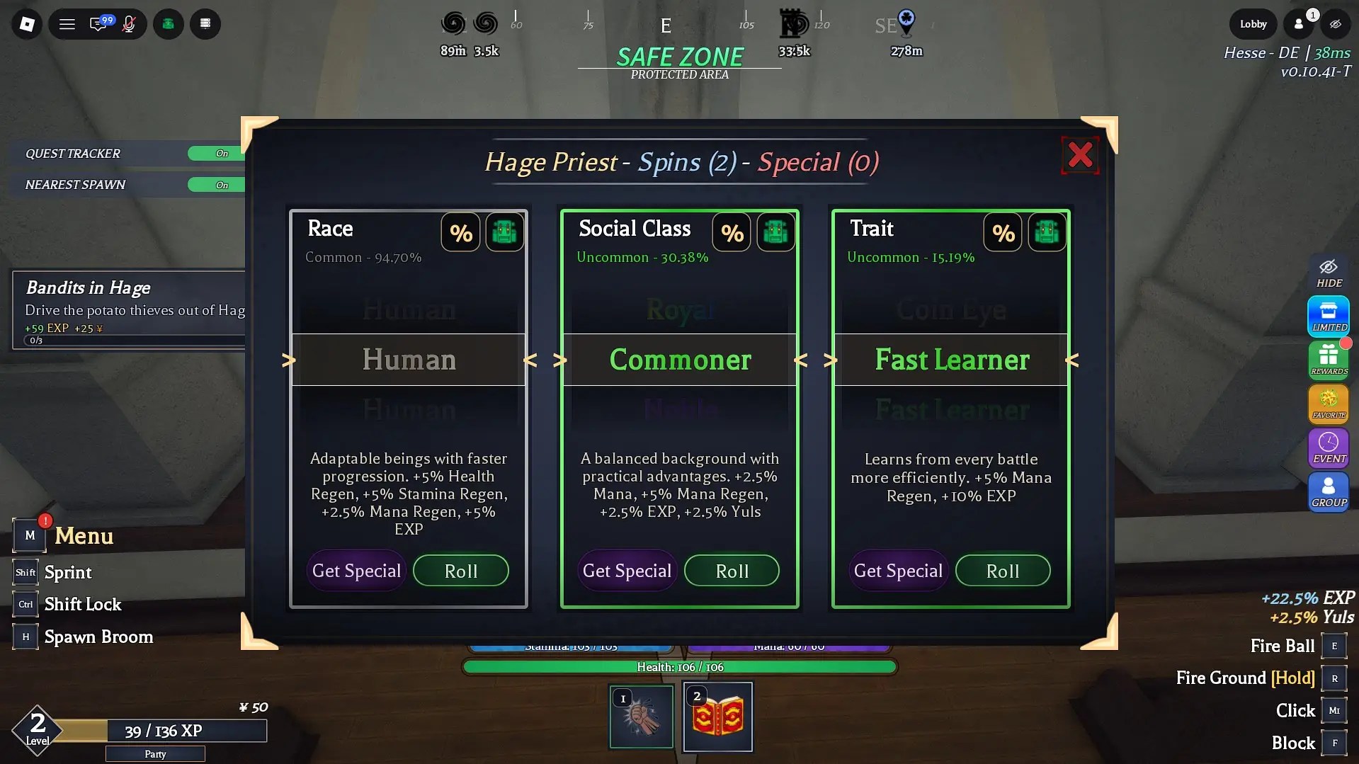 How to reroll your class, race, and trait in Clover Time