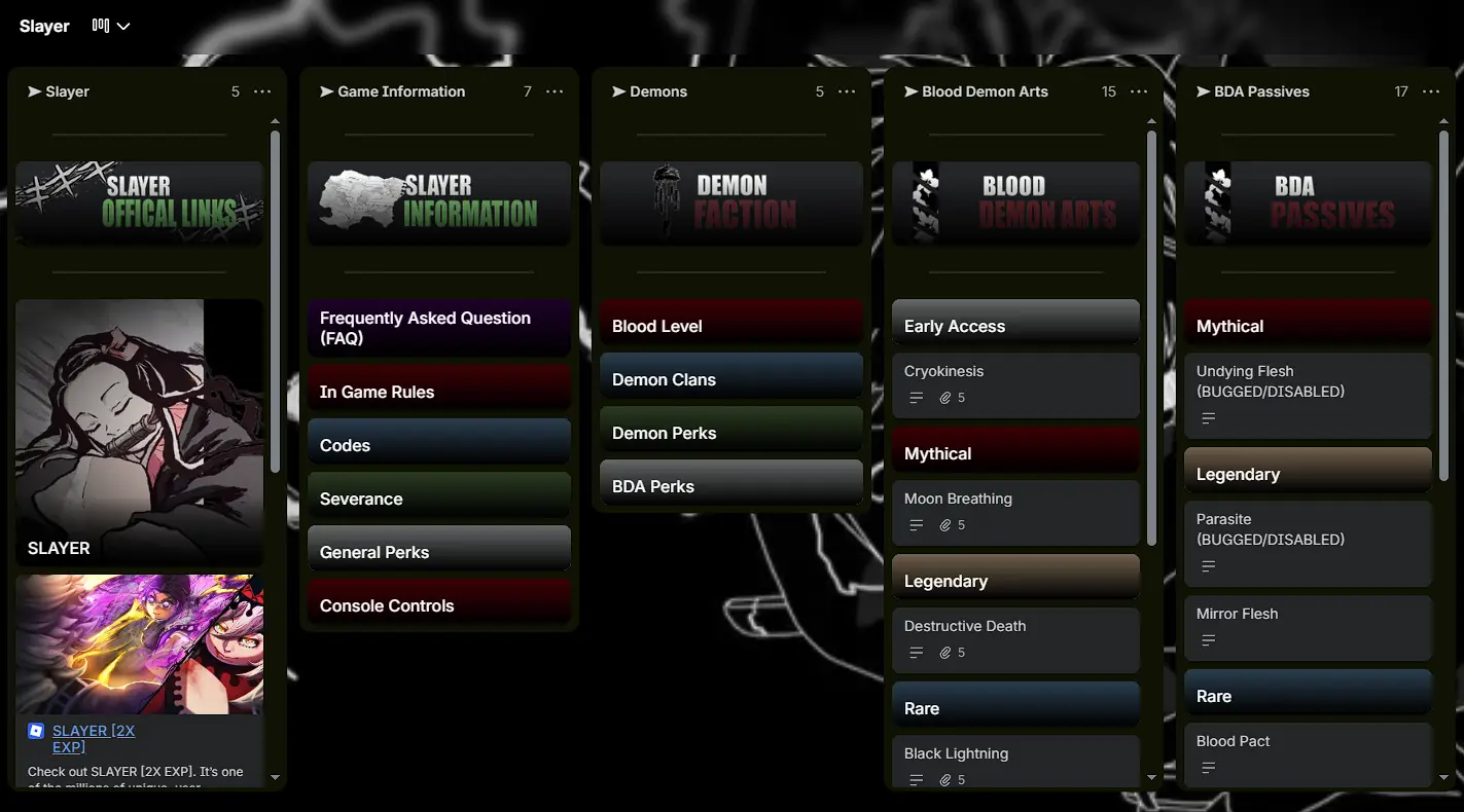 Slayer Roblox Trello