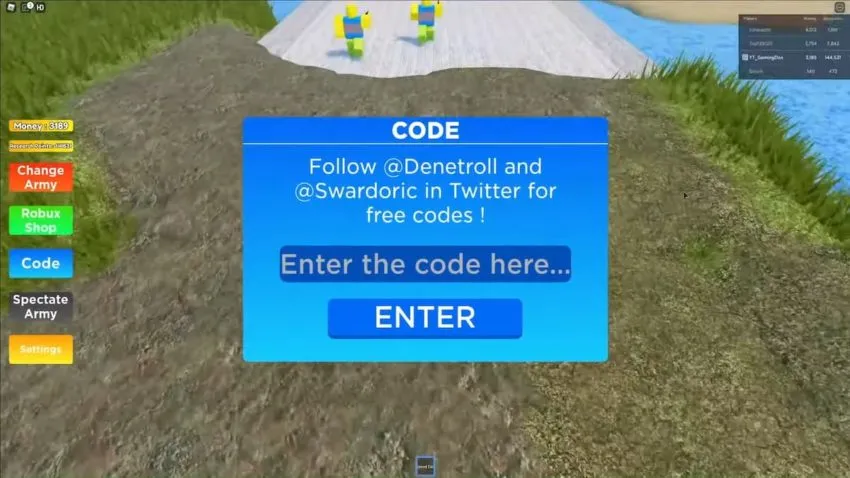 Roblox Noob Army Tycoon codes