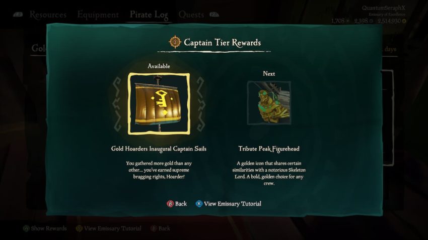 Sea of Thieves Emissary Ledger Rewards