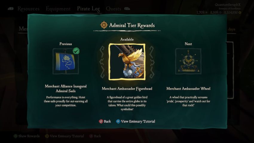 Sea of Thieves Emissary Ledger Rewards