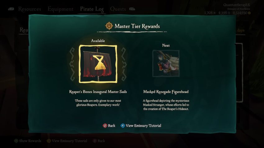 Sea of Thieves Emissary Ledger Rewards