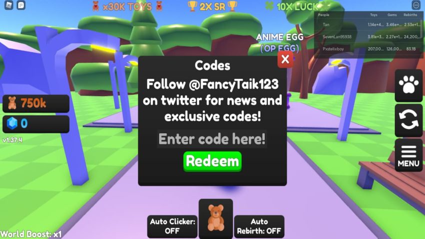 Roblox Toy Clicking Simulator working Codes