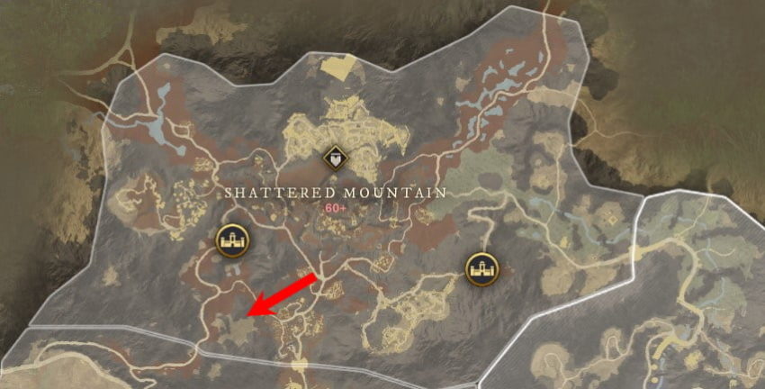 Shattered Mountain Map for New World MMO
