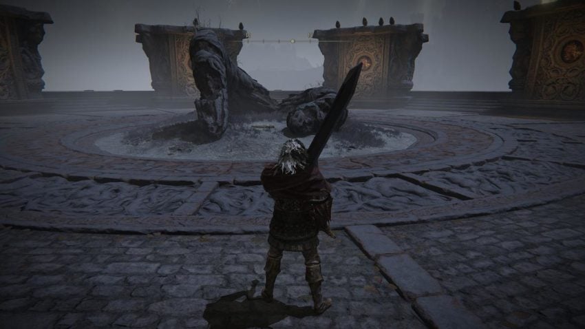 Screenshot of the top of Limgrave Tower in Elden Ring