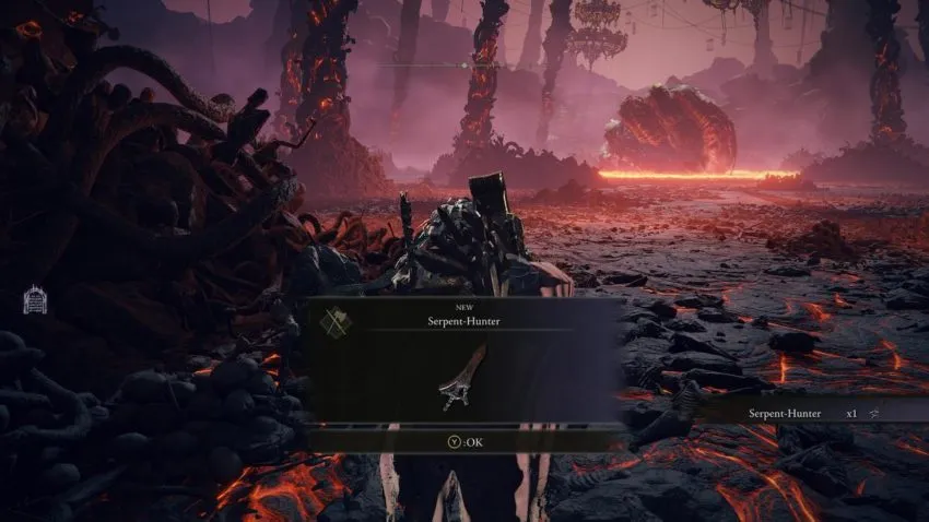 Screenshot of Elden Ring showing the Serpent Hunter Spear