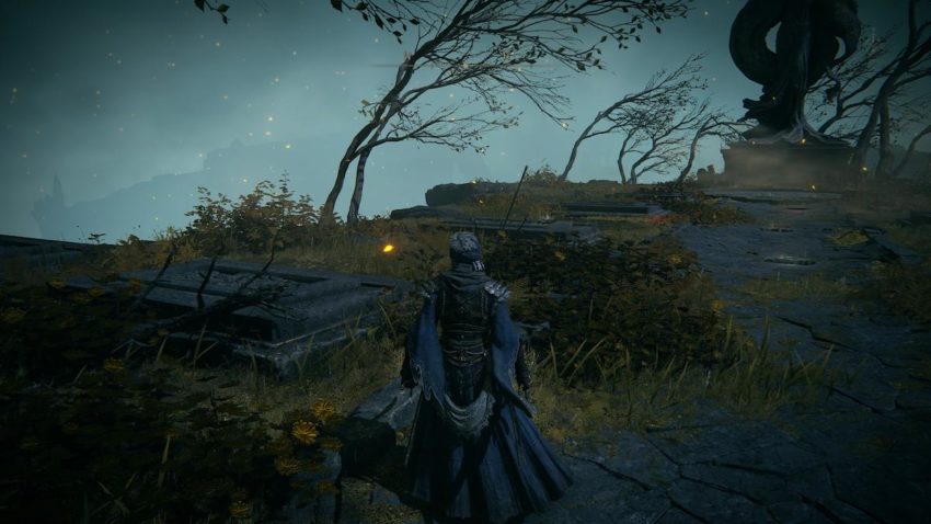 Screenshot of Elden Ring showing the location of trees used as a landmark in the Grafted Scion skip