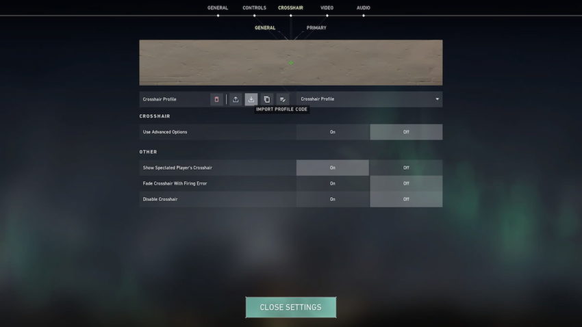 Valorant import crosshair settings