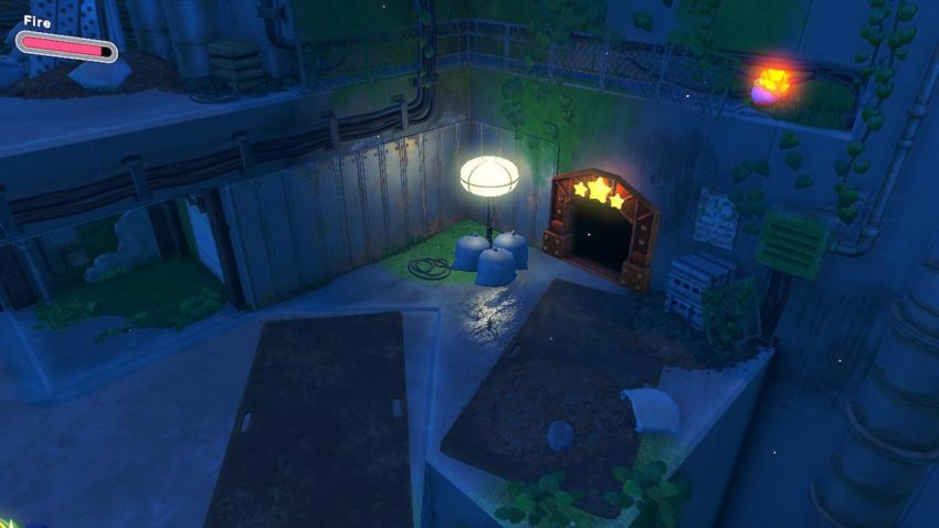 Kirby climbs into a vent