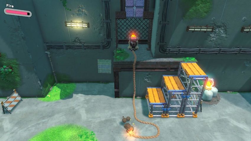 Kirby sits in a canon