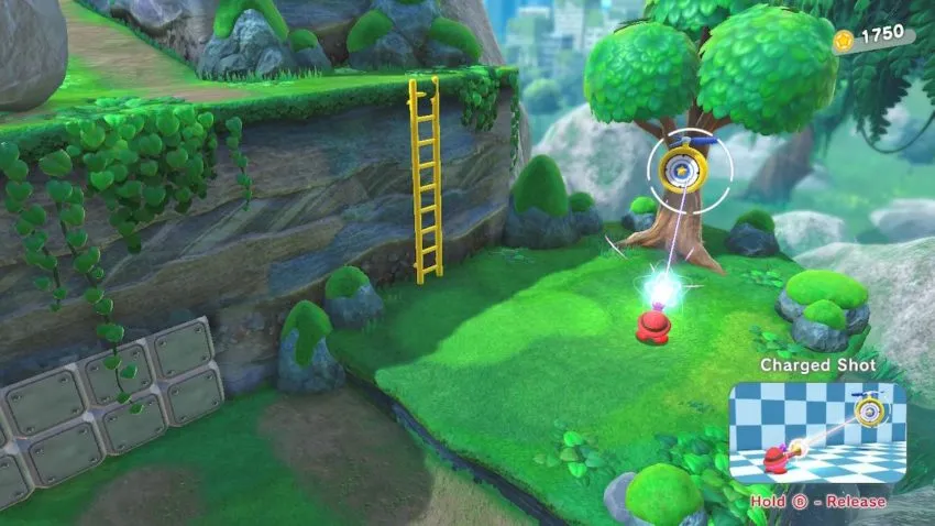 Kirby takes aim at a floating target