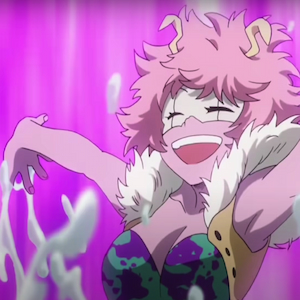 Mina in battle gear using her powers and laughing