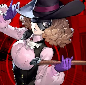 Haru wearing a hat and holding a staff