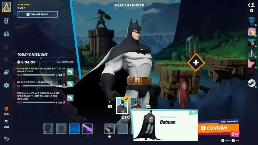 Batman's default skin in multiversus