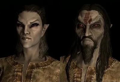 Male and Female Dunmer, the Dark Elf in Skyrim