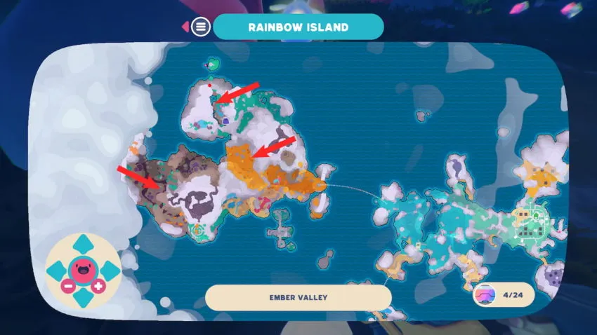 All Ember Valley Map Node locations in Slime Rancher 2 - Gamepur