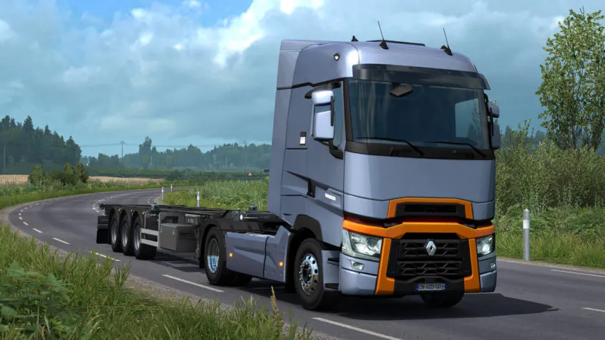 A truck on the road in Euro Truck Simulator 2